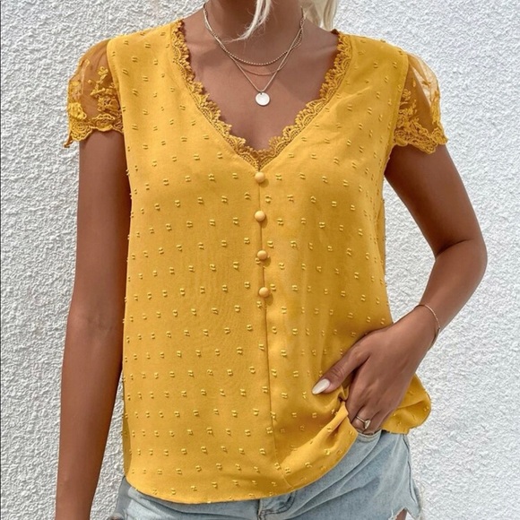 019 Boho Swiss Dot puff sleeve Floral Lace Blouse - Picture 9 of 15